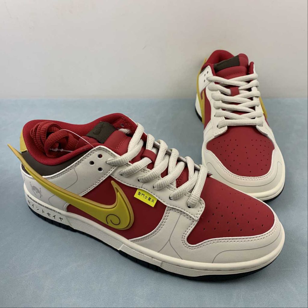 Saint Seiya X Nike Dunk Low Custom White Red Gold For Sale The Sole Line