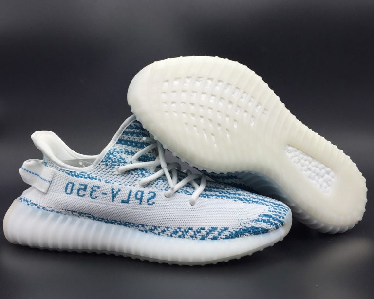 yeezys blue and white