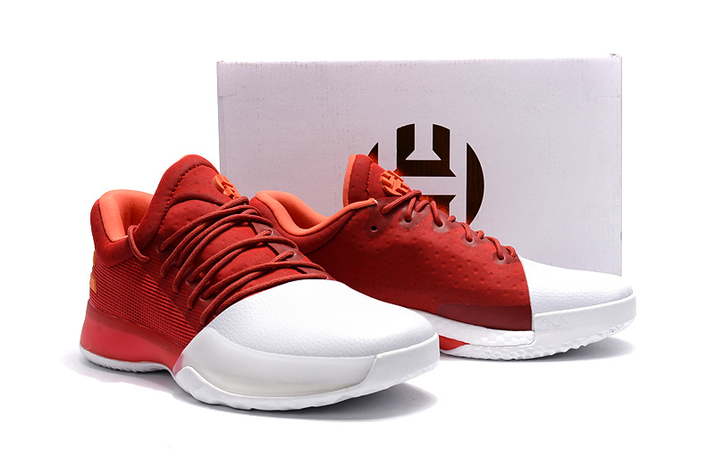 red and white james harden shoes