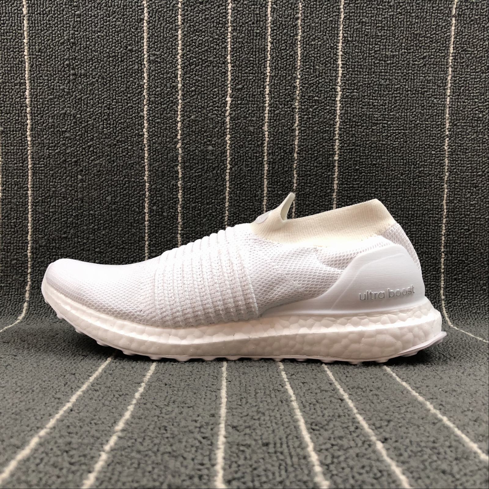 all white laceless ultra boost
