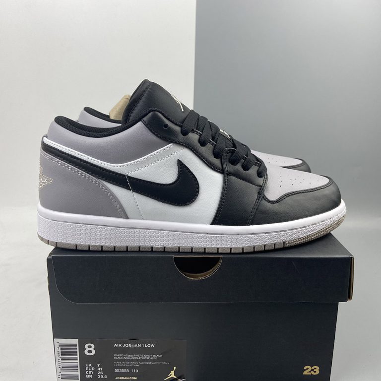Air Jordan 1 Low White/Atmosphere Grey-Black For Sale – The Sole Line