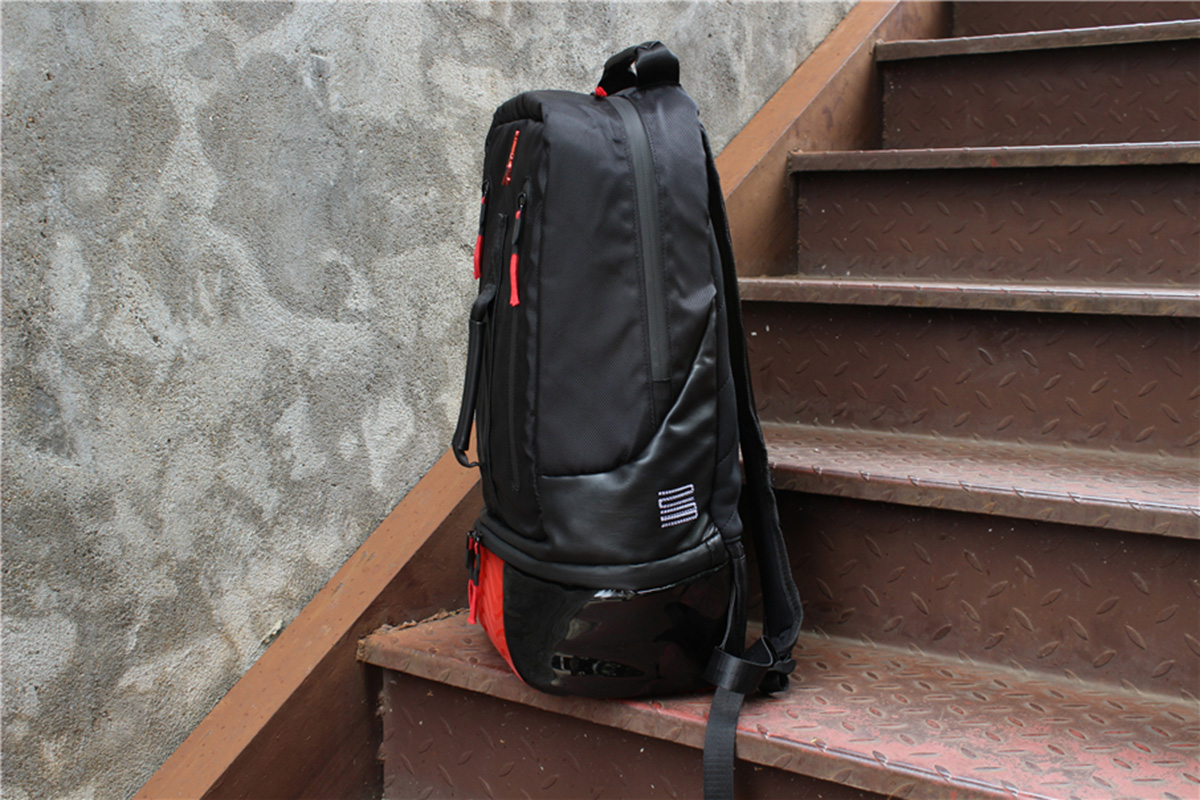 black leather jordan backpack