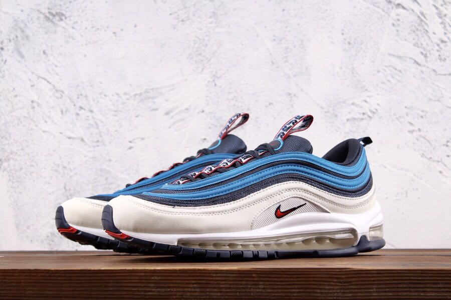 blue red and white air max 97