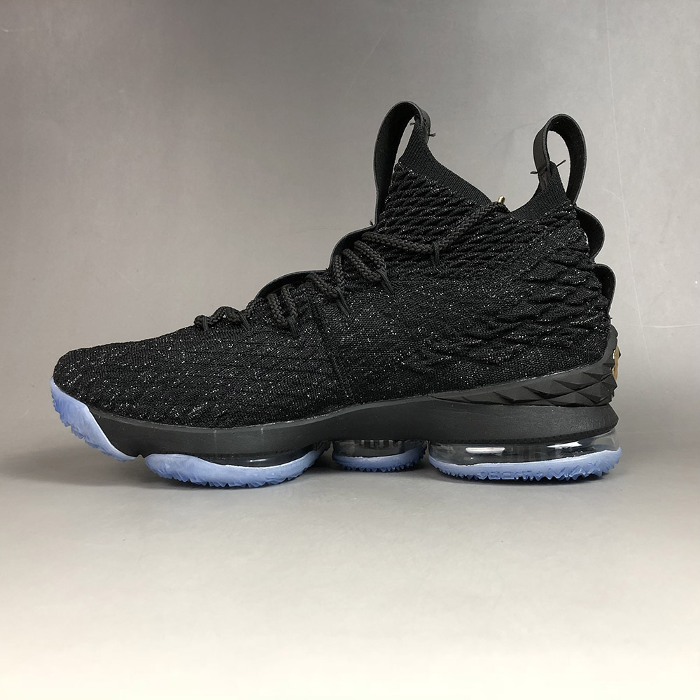 lebron 15 black and gold mens