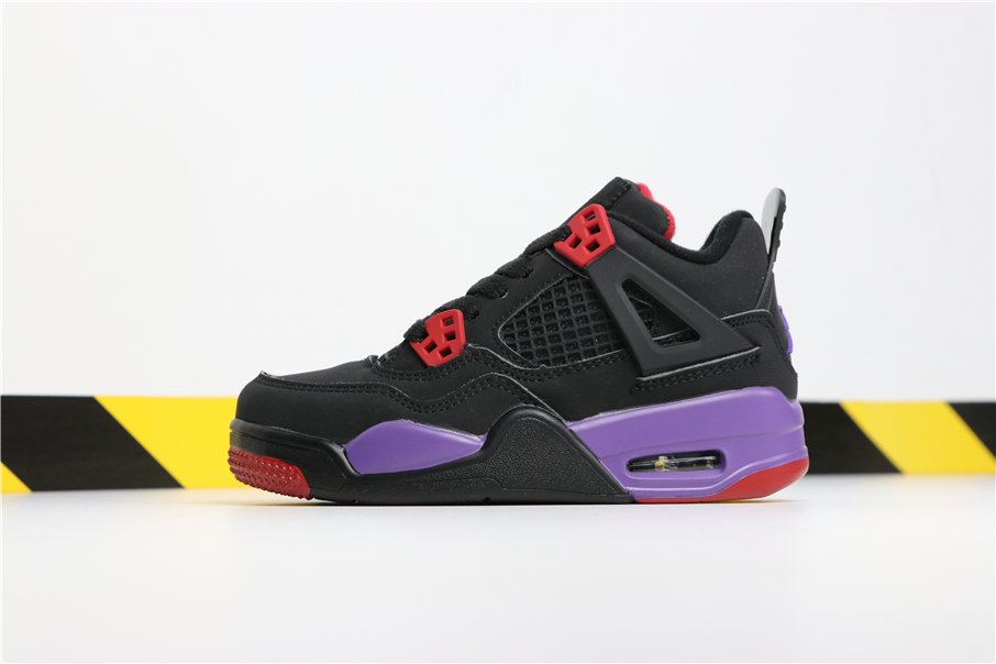 Kid's Air Jordan 4 “Raptors” Black/Red 