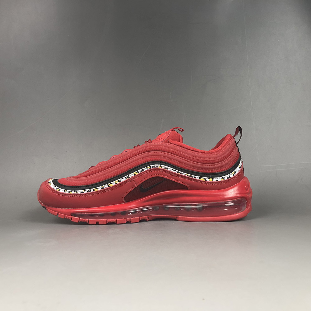 nike air max 97 red leather & leopard print