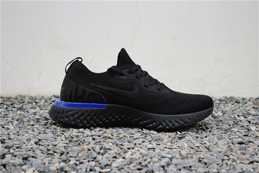 nike epic react flyknit black and blue
