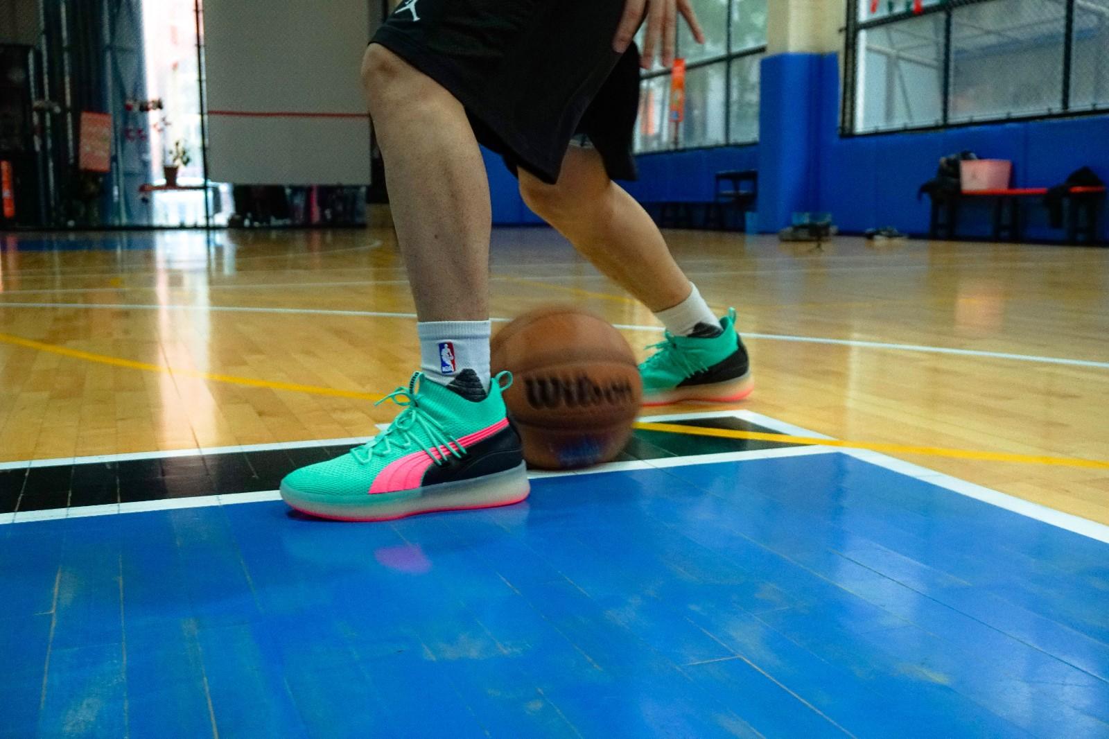 puma basketball shoes on feet