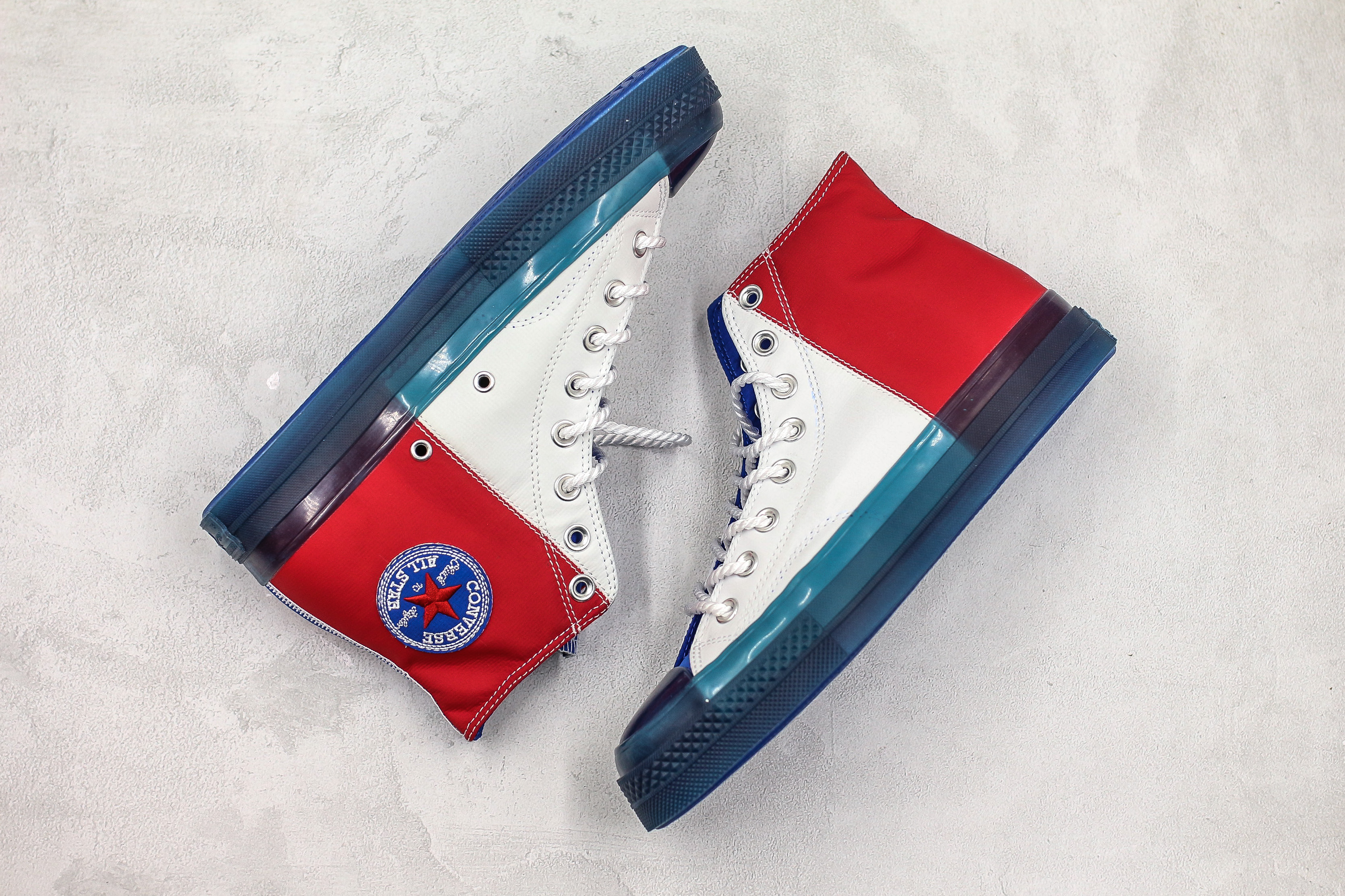 converse high tops red white and blue