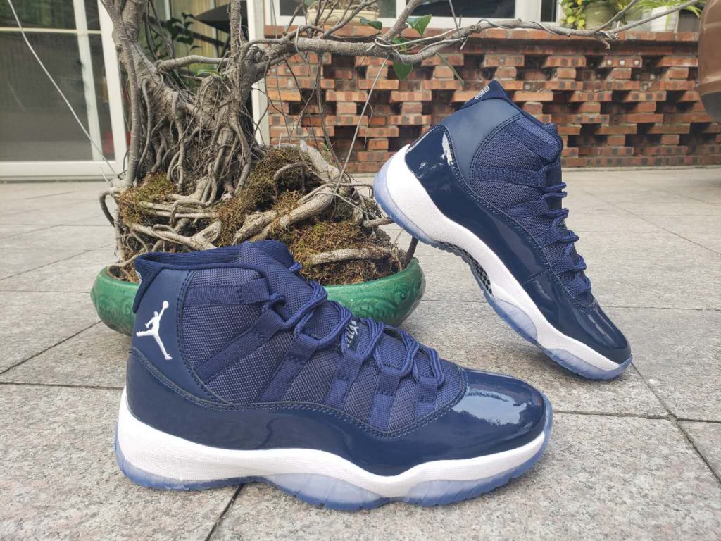 navy blue and white jordans 11