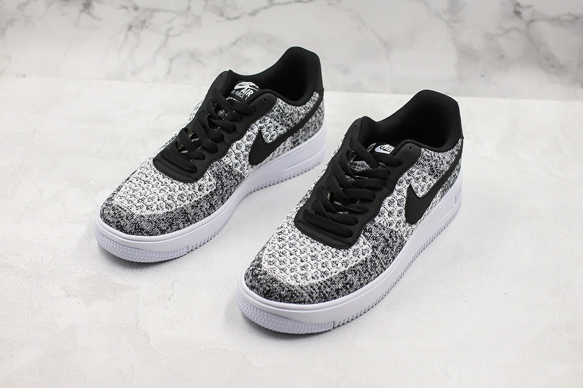 air force 1 flyknit black and white