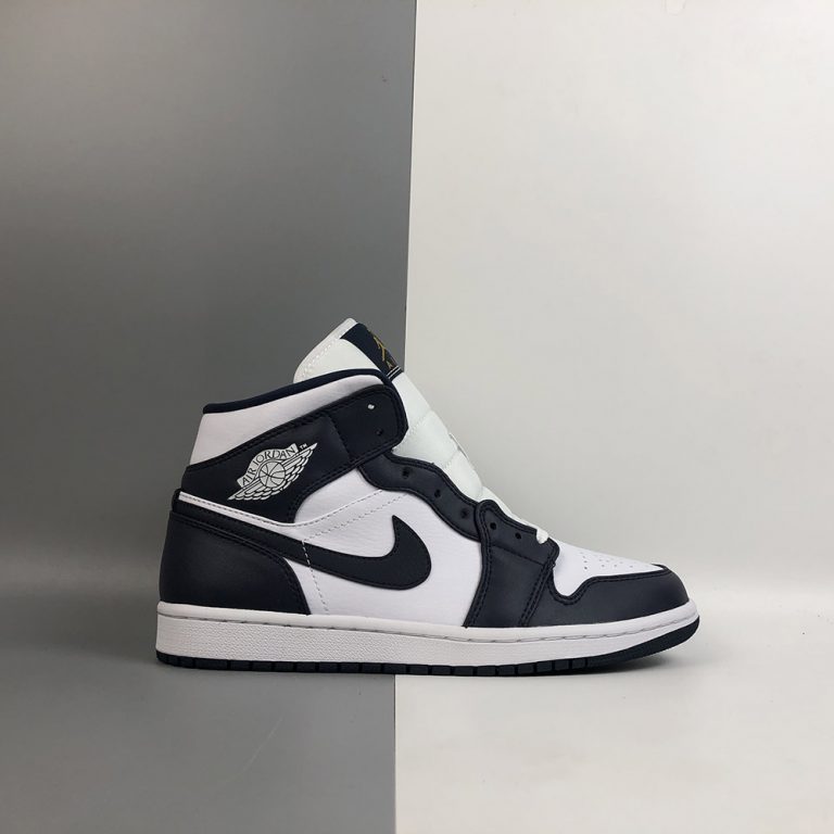 Air Jordan 1 Mid White/Obsidian-Metallic Gold For Sale – The Sole Line