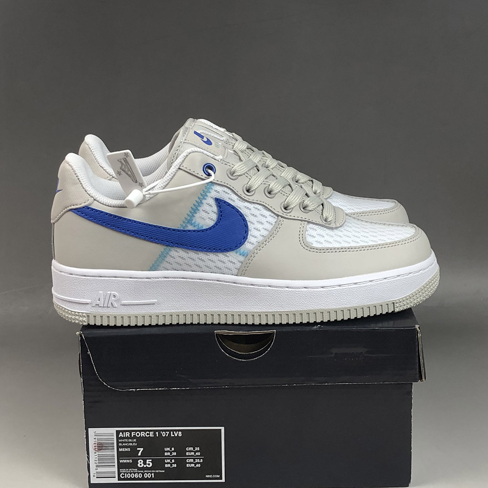blue and gray air force ones
