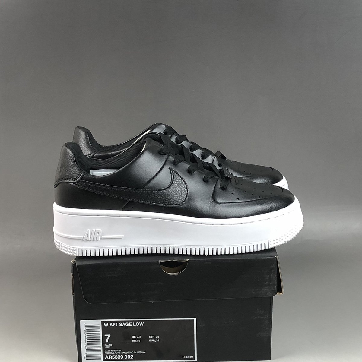 nike air force 1 sage low black and white