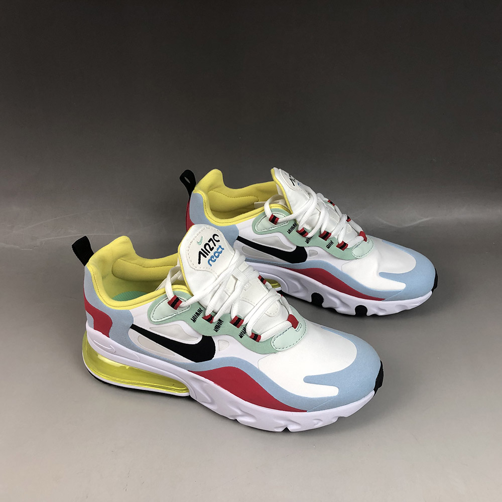 air max 270 react sneaker in yellow light blue red & black