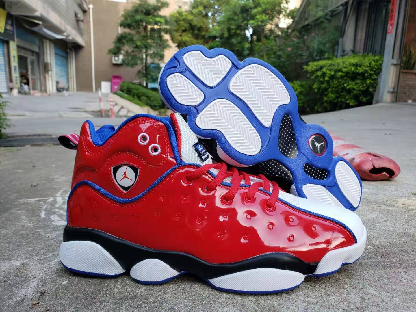 jordans with red and blue