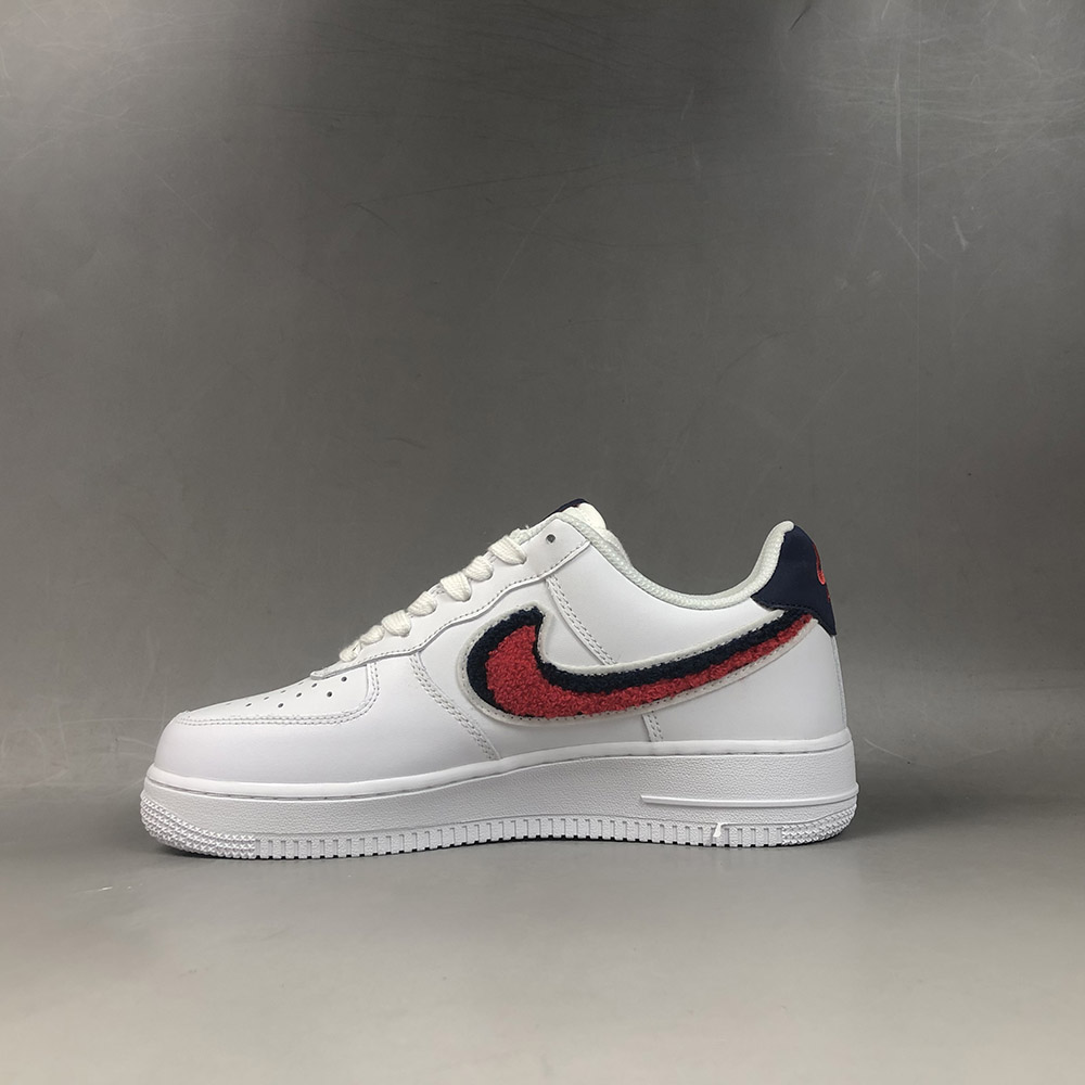 nike air force 1 low 3d chenille swoosh white red blue