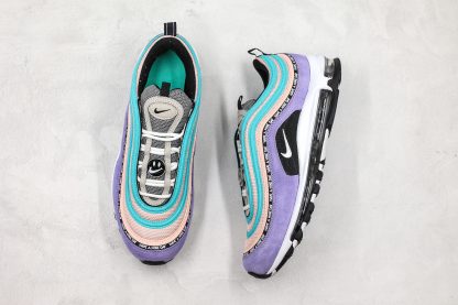 purple white and teal air max 97