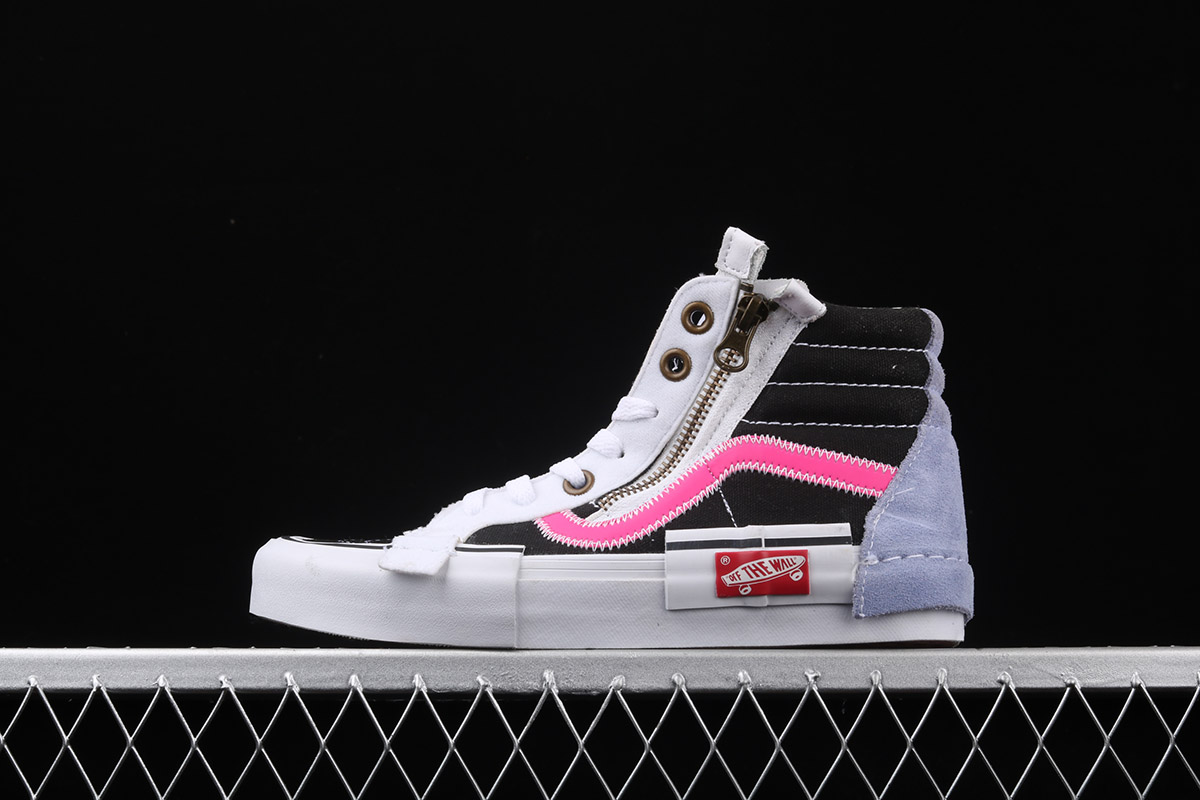 pink vans with white stripe