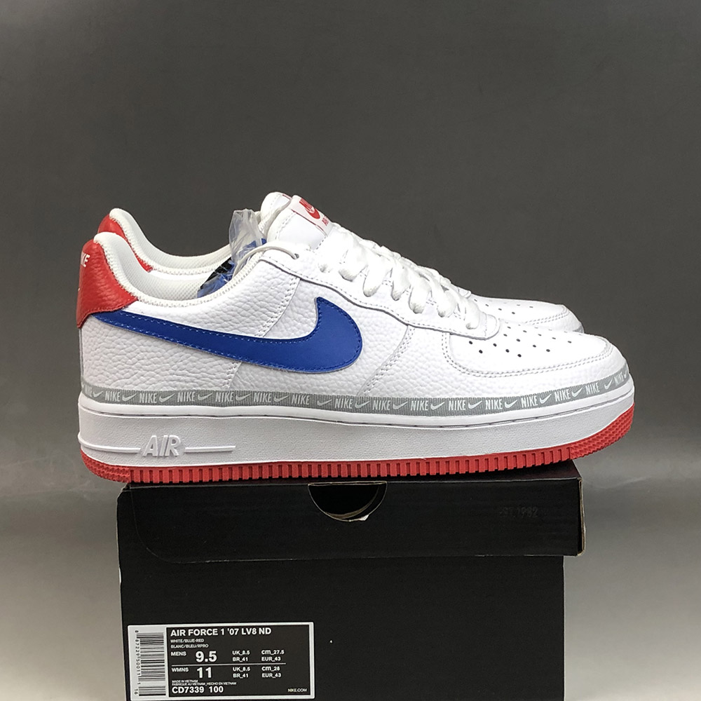 red and blue air force ones