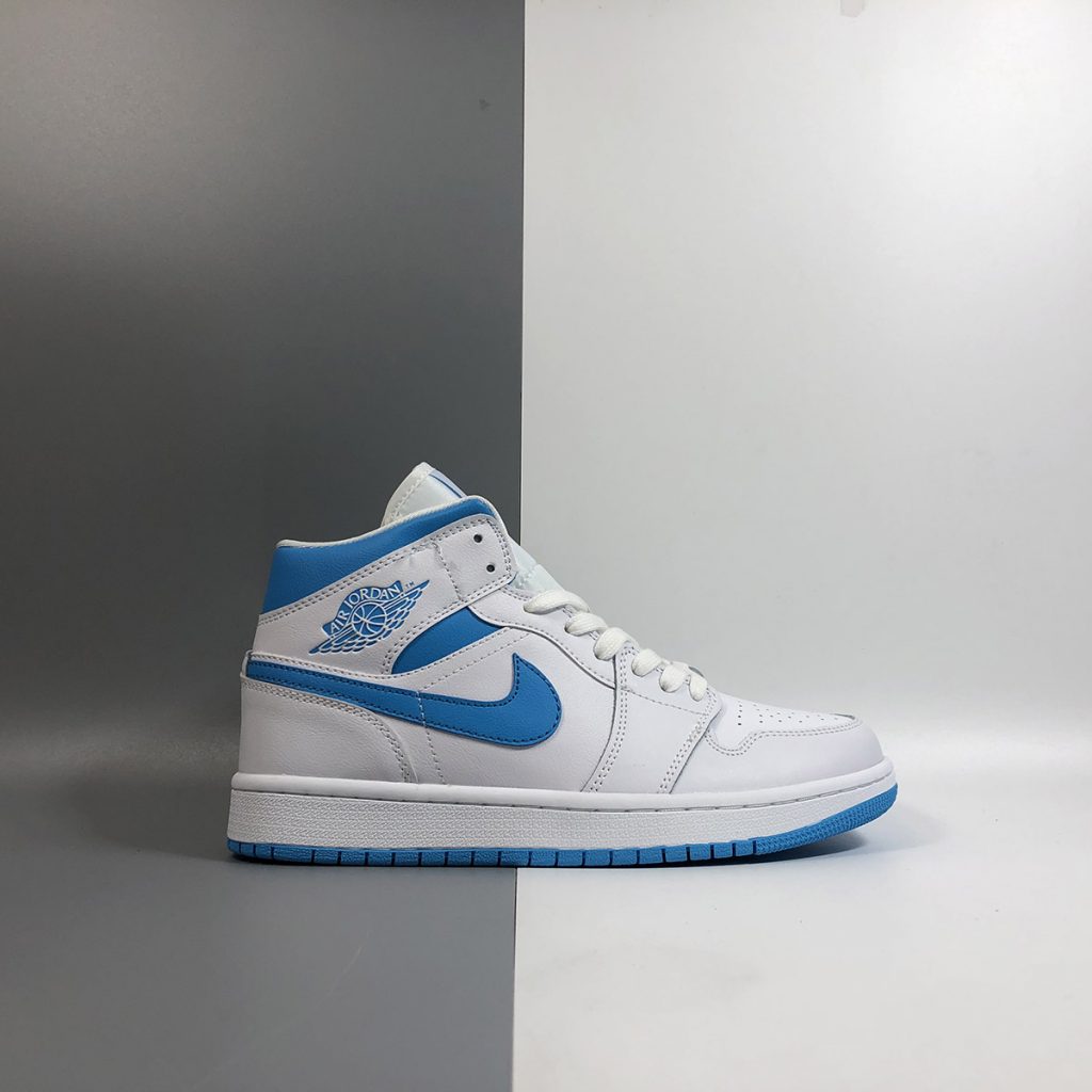 Air Jordan 1 Mid ‘UNC’ White/Light Blue For Sale – The Sole Line