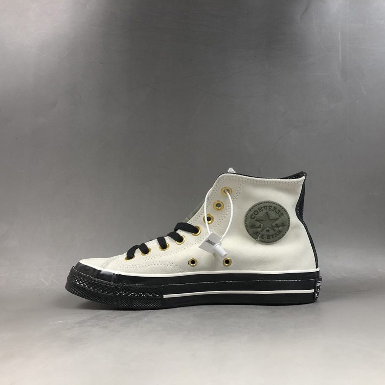 black and grey high top converse