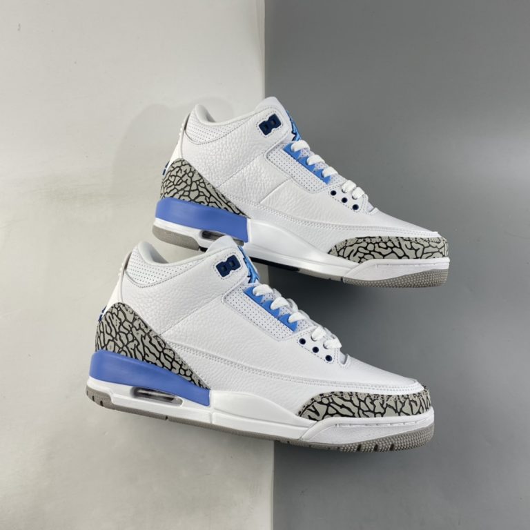 Air Jordan 3 “UNC” White/Valor Blue-Tech Grey For Sale – The Sole Line