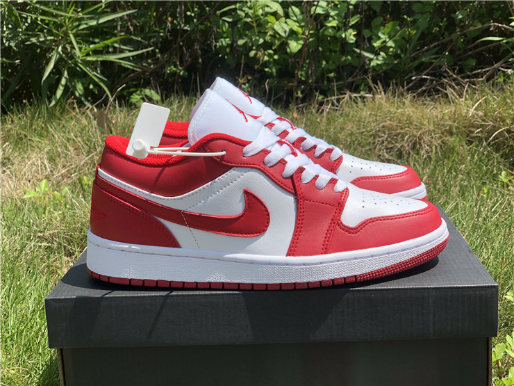 jordan red and white low
