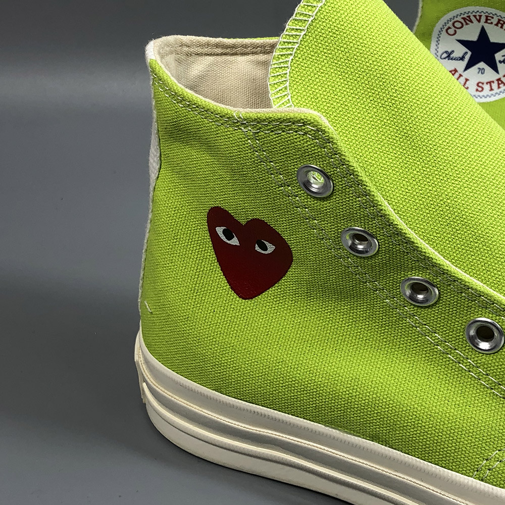 Converse X Play Comme Des Garcons Chuck 70 High Top Acid Lime Green Egret High Risk Red The Sole Line