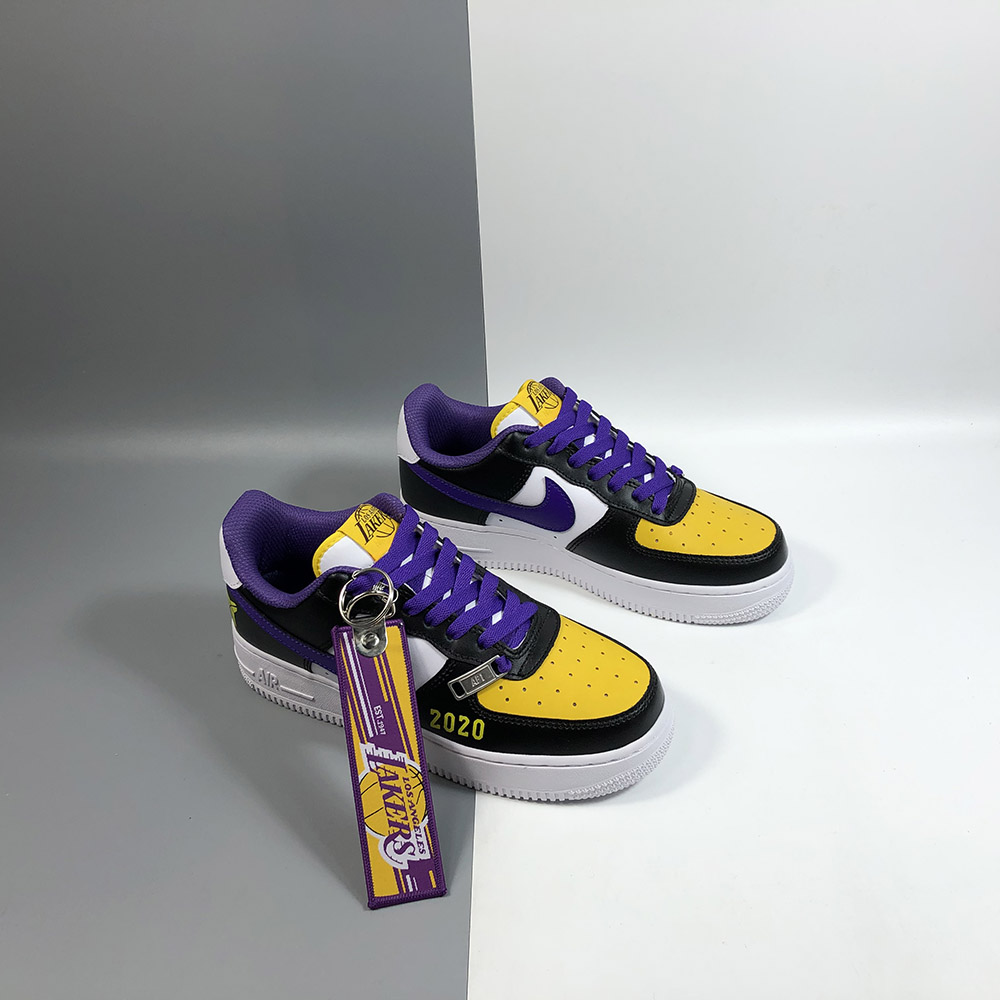 purple and yellow air force ones