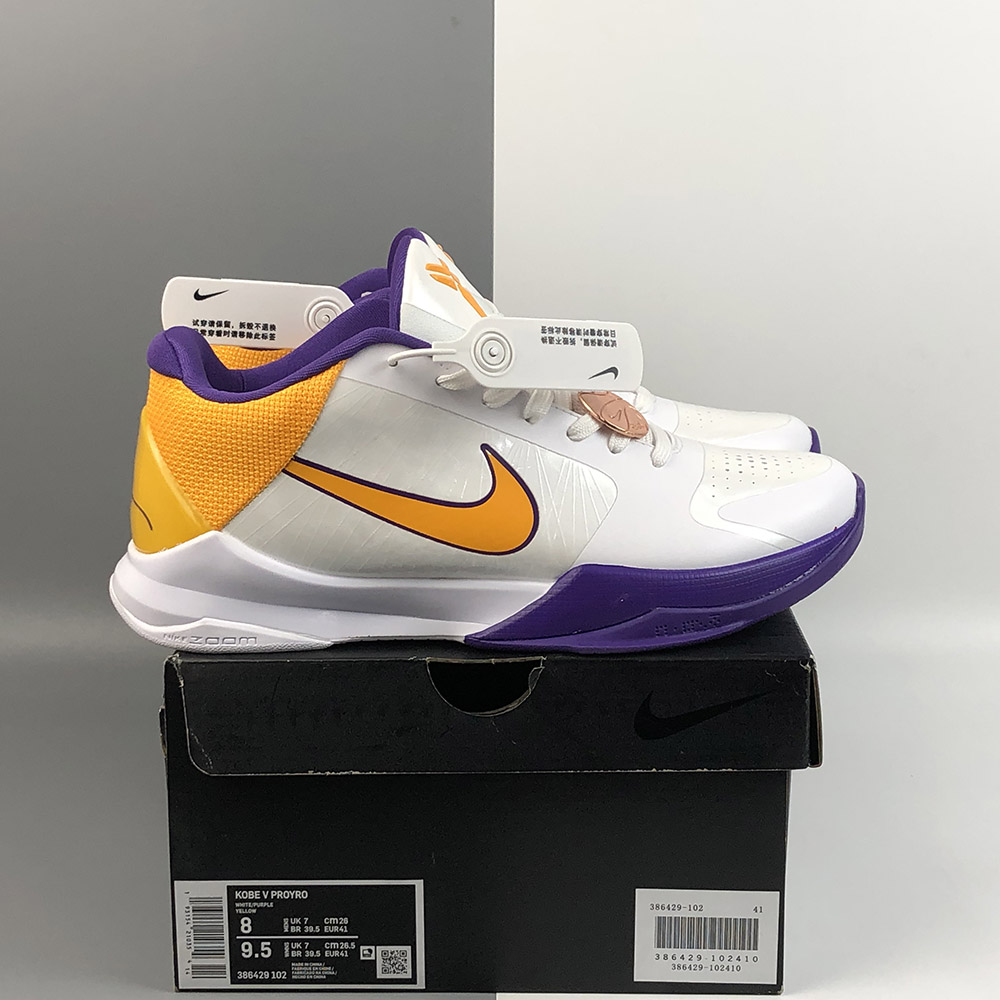 Nike Kobe 5 Lakers White/Del Sol-Purple 