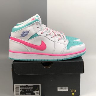 Air Jordan 1 Mid GS White/Digital Pink-Aurora Green-Soar For Sale – The ...