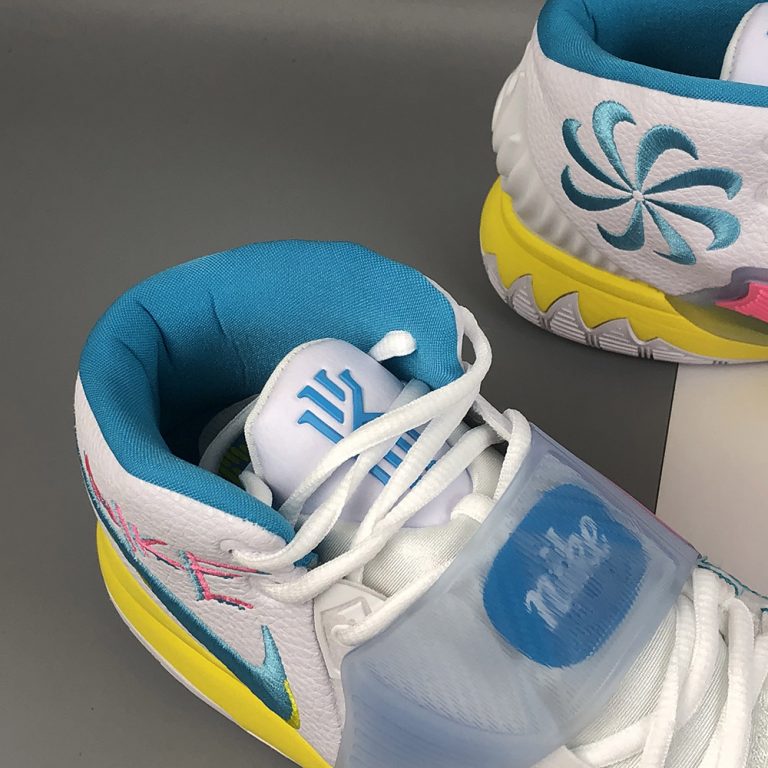 Nike Kyrie 6 ‘Retro Logos’ White/Blue-Yellow-Pink For Sale – The Sole Line