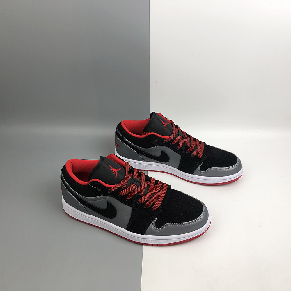 Air Jordan 1 Low Black Dark Grey Gym Red For Sale The Sole Line