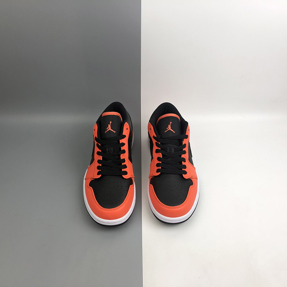 black and neon orange jordans