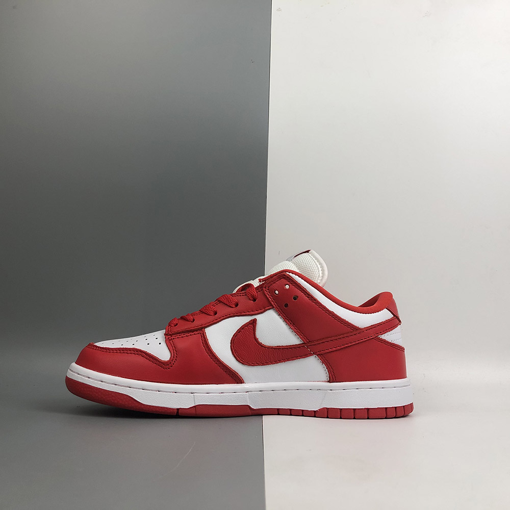 nike dunk low sp white university red