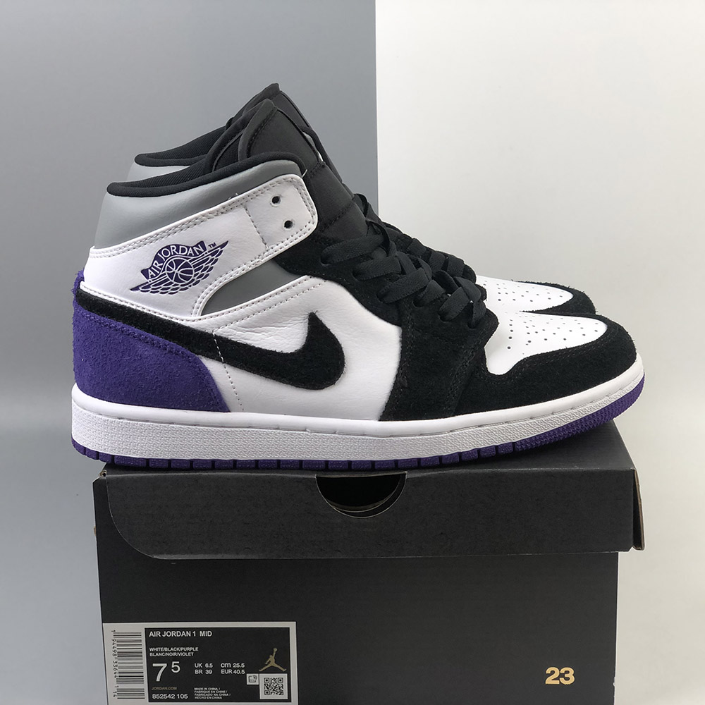 purple black white jordan 1