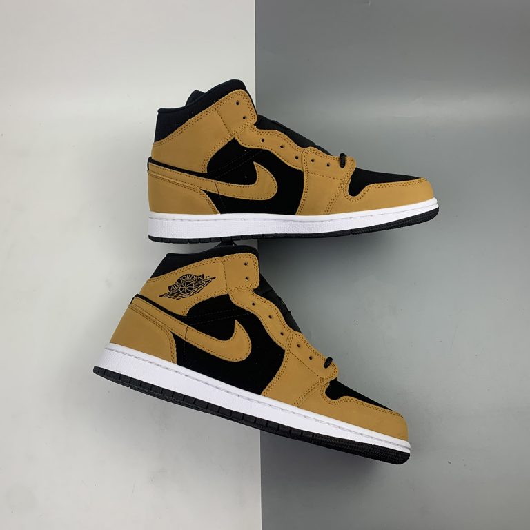 Air Jordan 1 Mid ‘Wheat’ Desert Ochre/Black For Sale – The Sole Line