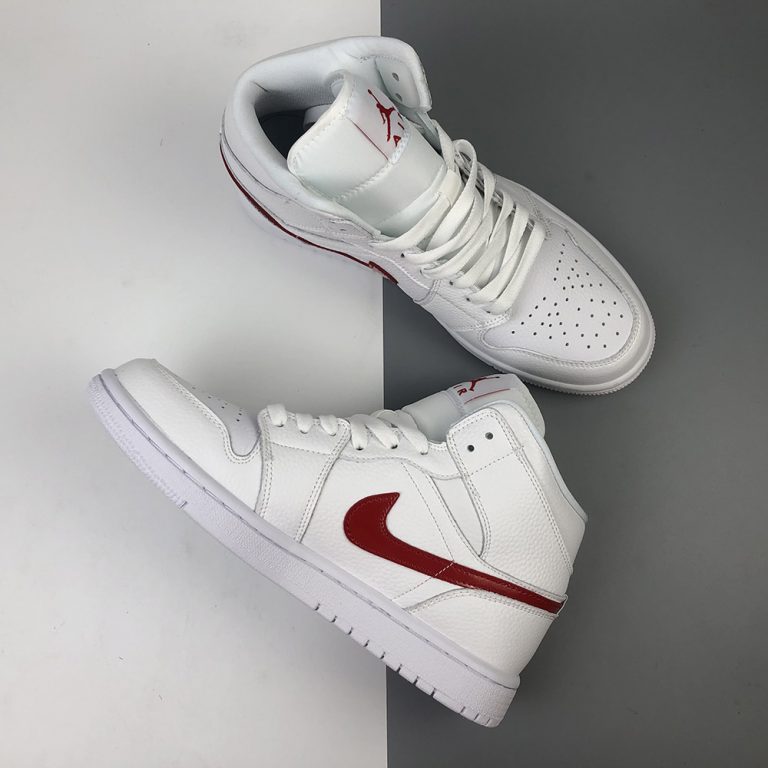 Air Jordan 1 Mid White/University Red For Sale – The Sole Line