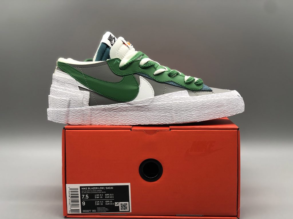 blazer low sacai medium grey classic green