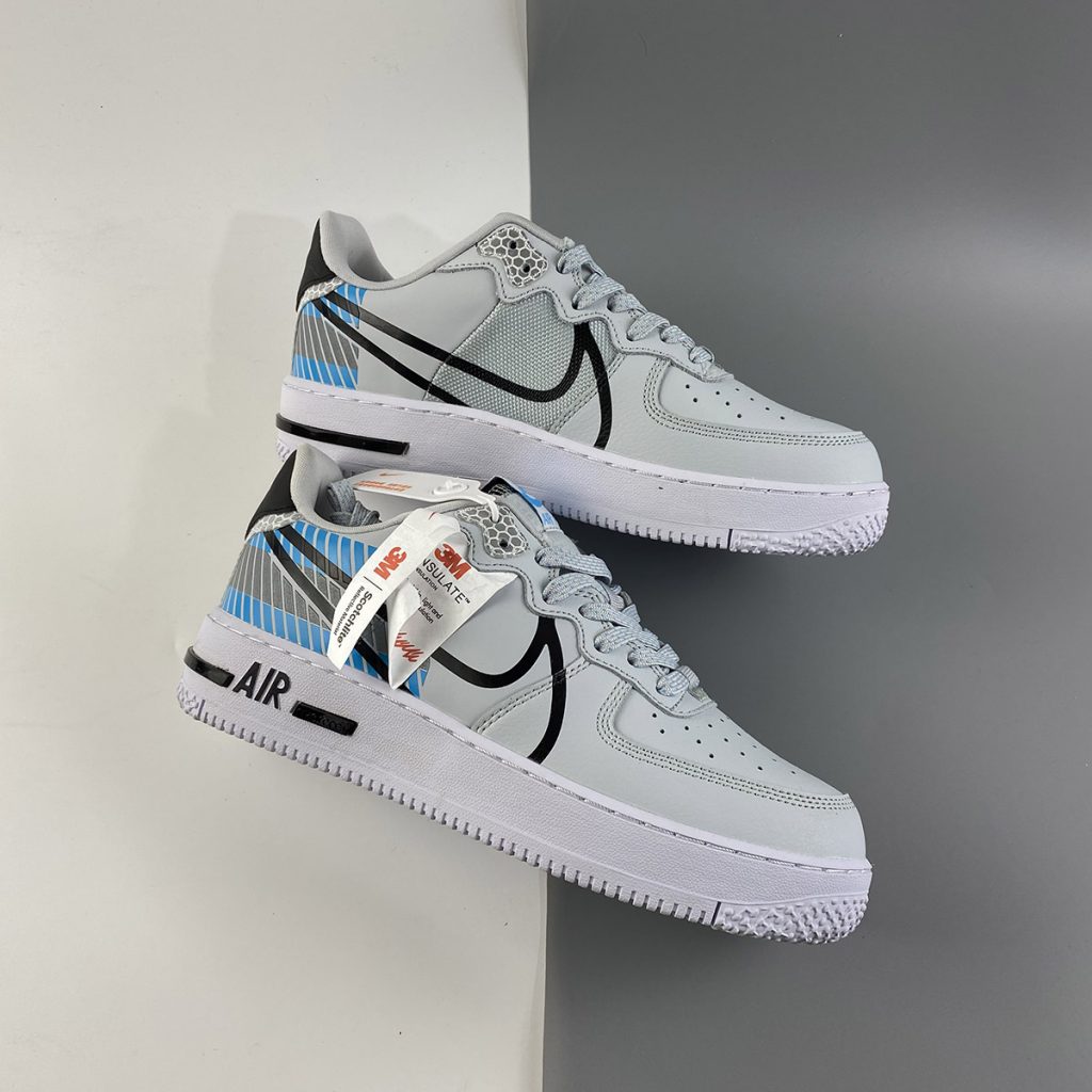 3M x Nike Air Force 1 React Pure Platinum/Black-Baltic Blue For Sale ...