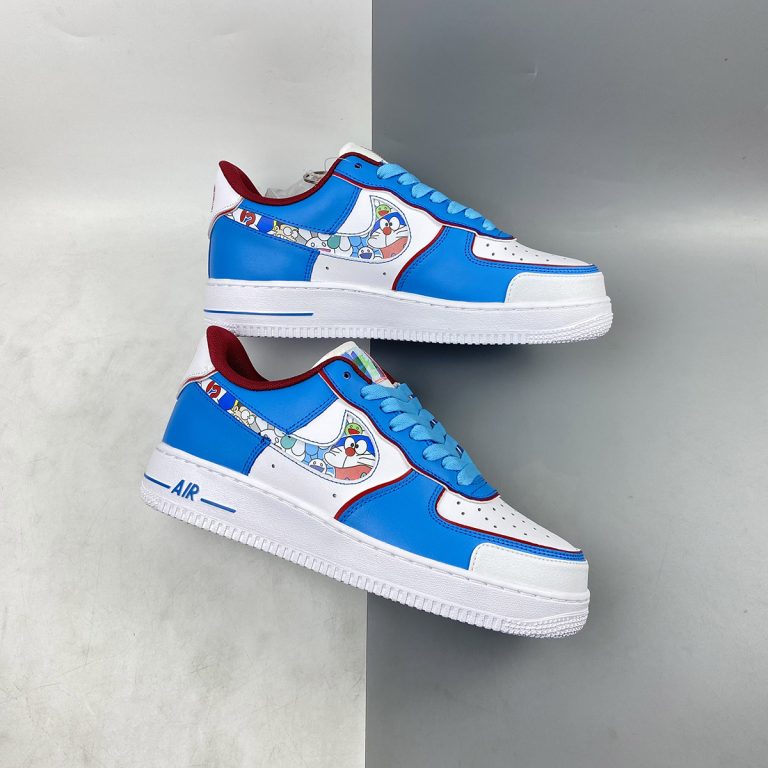 Custom Nike Air Force 1 Low ’Doraemon‘ White Blue By You – The Sole Line