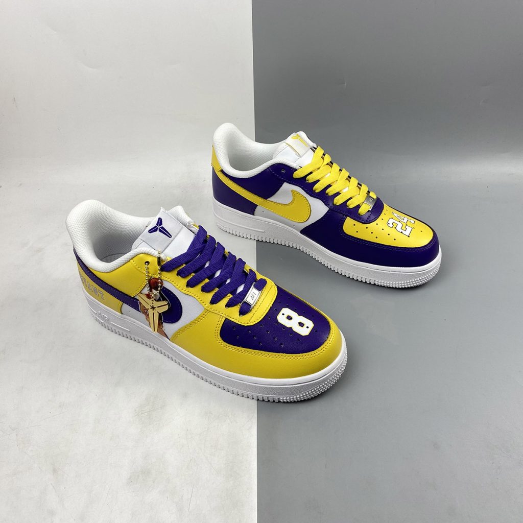 Custom Nike Air Force 1 Low ‘Lakers’ Purple Yellow White By You – The ...