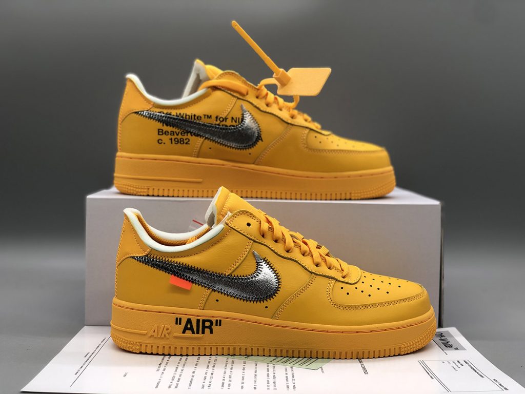 Off-White x Nike Air Force 1 Low University Gold/Metallic Silver For ...