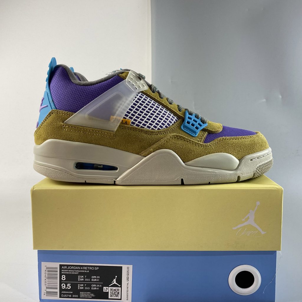 Union x Air Jordan 4 Desert Moss/Turquoise Blue-Dark Iris For Sale ...