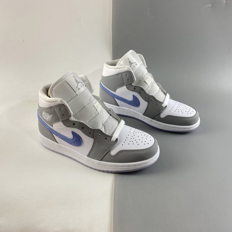 blue grey and white jordan 1s