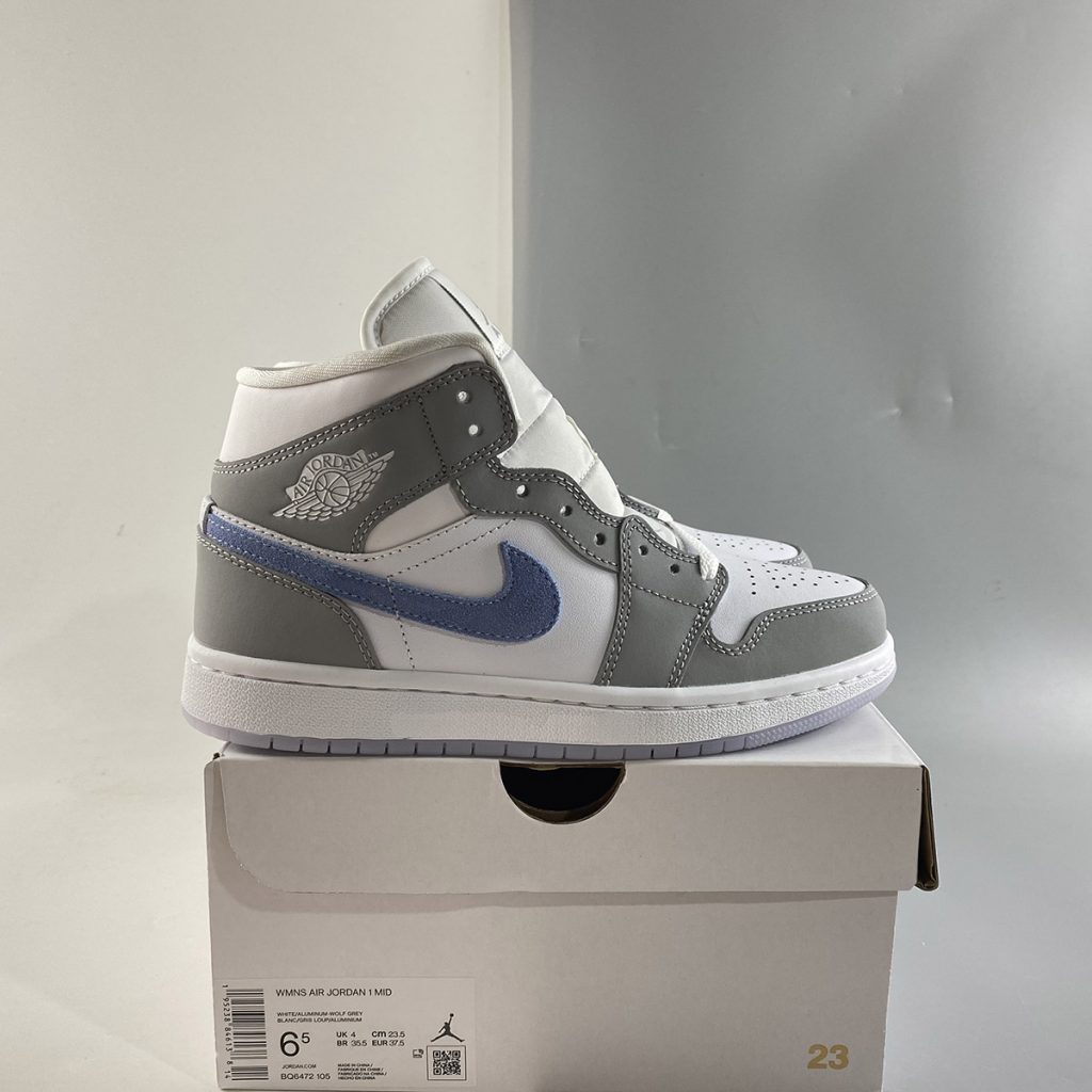 blue grey and white jordan 1s