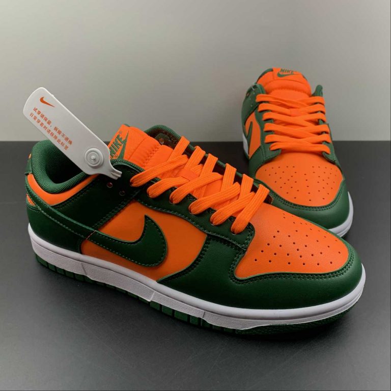 Nike Dunk Low “Miami Hurricanes” Team Dark Green/Team Orange-White For ...